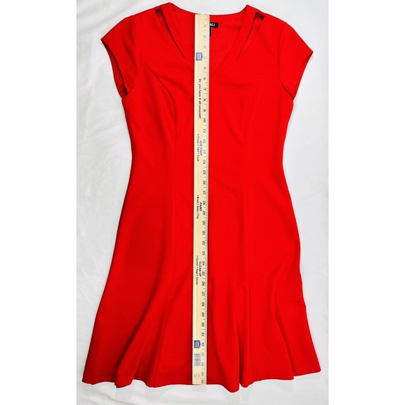 Roz & Ali Dress Women’s Sz M Red Cap Sleeve Fit And‎ Flare A line Solid Casual - Picture 9 of 11